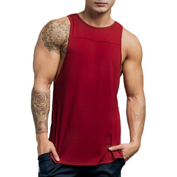 Mens Athletic Y Back Gym Muscle Tank Top Workout Bodybuilding Fitness Racerback Tank Tops 